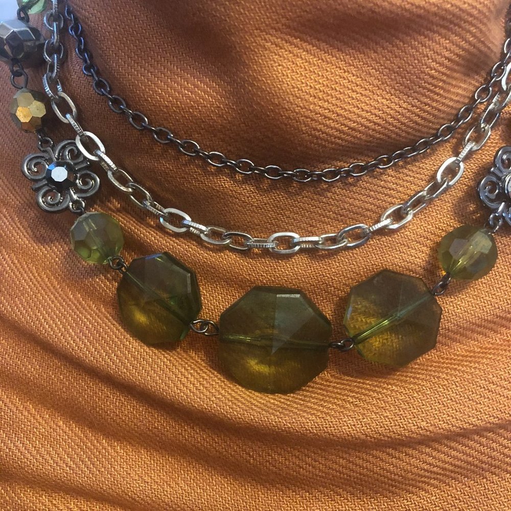 Peridot Multi strand choker with matching earrings